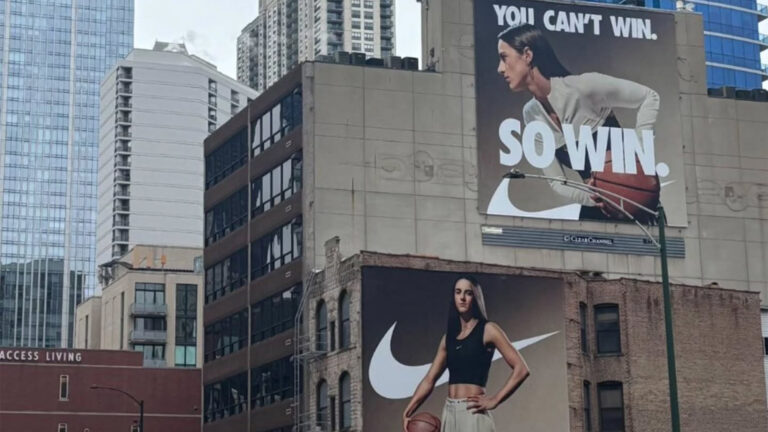 Nike Places So Win Campaign Billboard Featuring Caitlin Clark Minutes From Chicago Sky’s Wintrust Arena